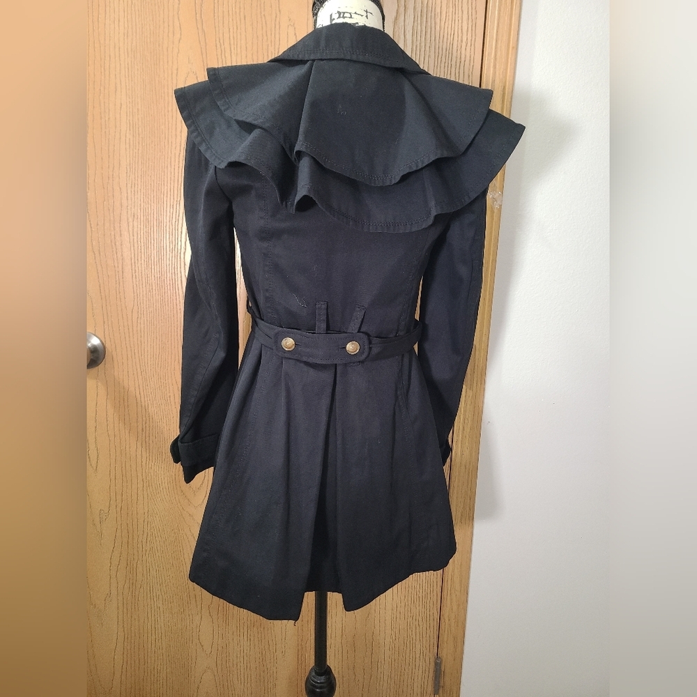 Leifsdottir Anthropologie Ruffle Belted Trench Coat - Picture 2 of 5